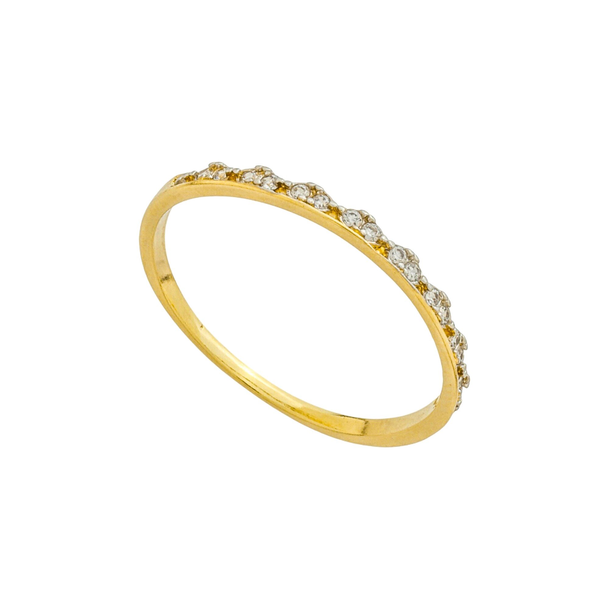 Anel Folheado a Ouro 18k Aparador Zircônia Detalhes Oval