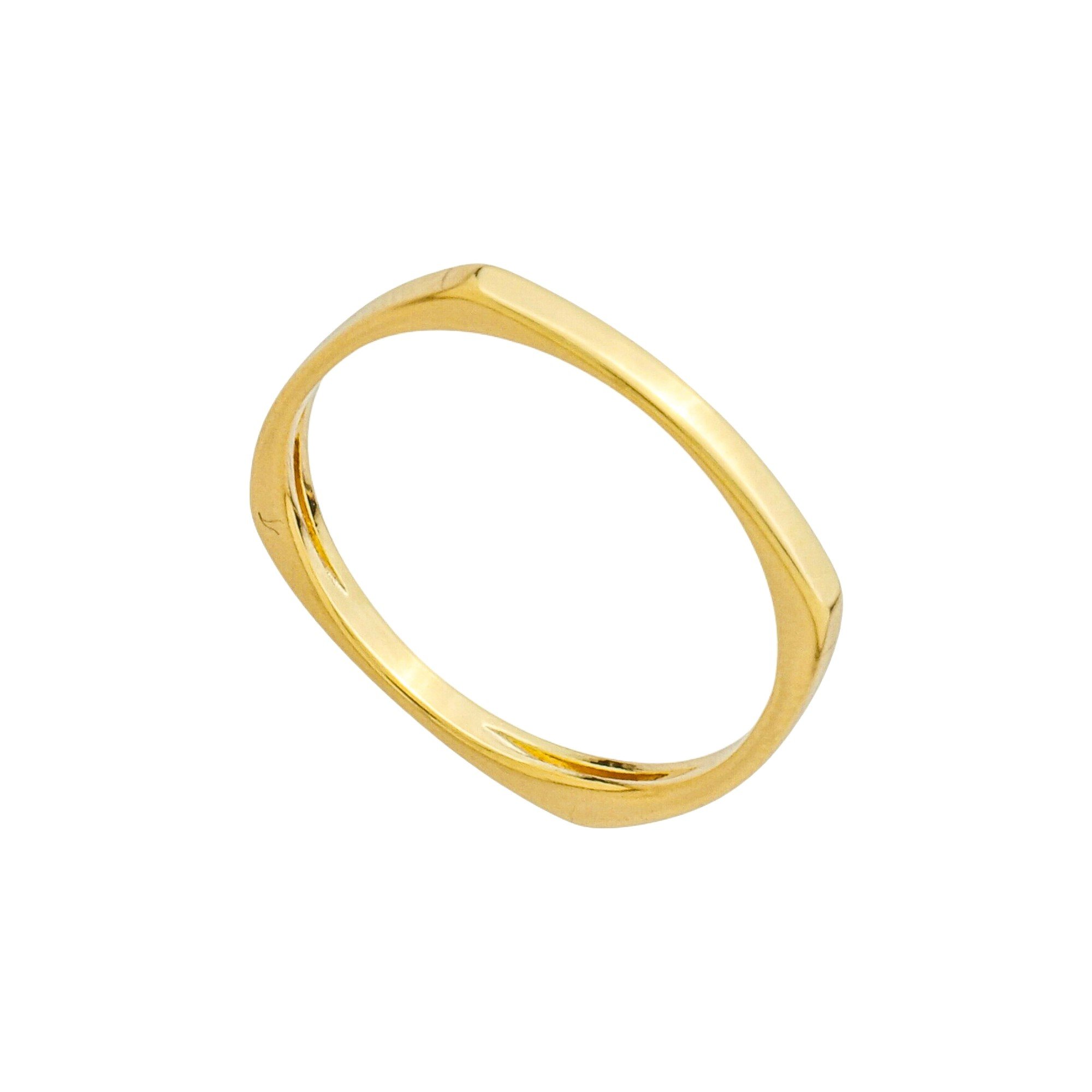 Anel Folheado a Ouro 18k Quadrado Aro Arredondado