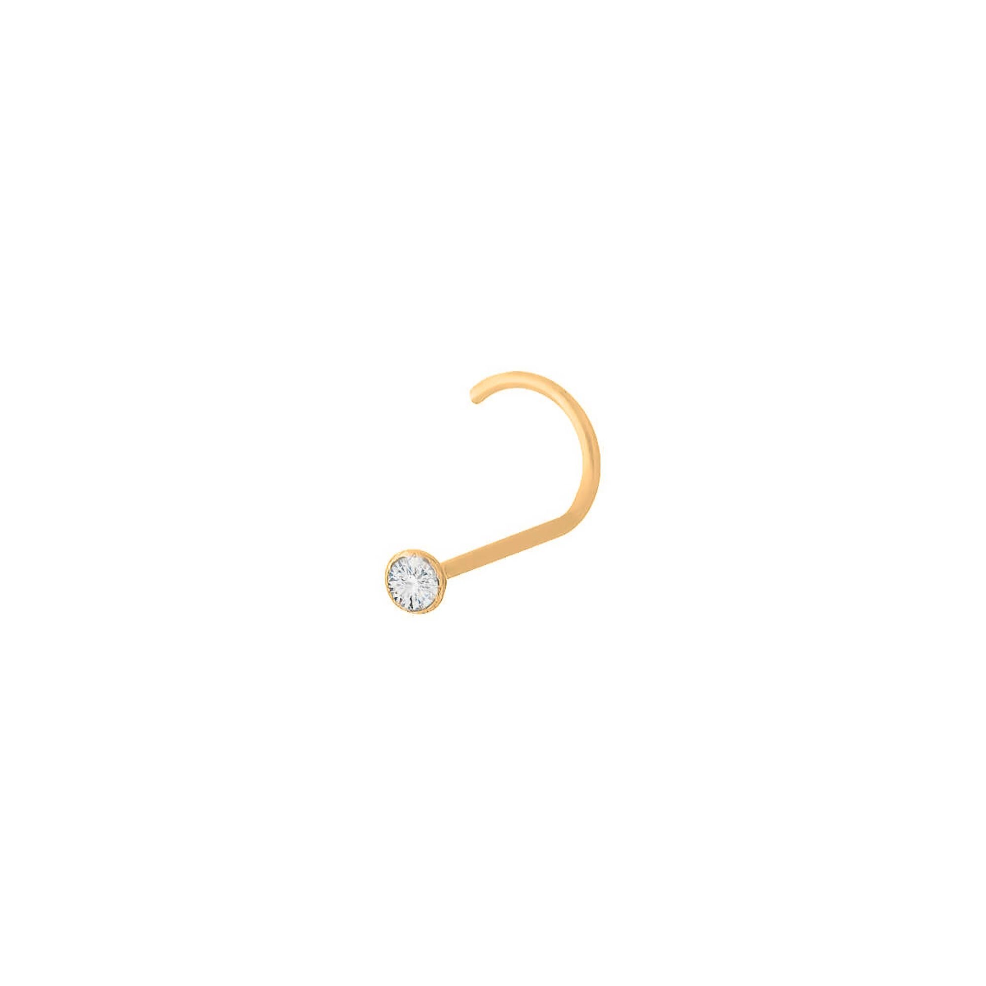 Piercing Nariz Folheado a Ouro 18k Ponto de Luz Zircônia Pino 10mm