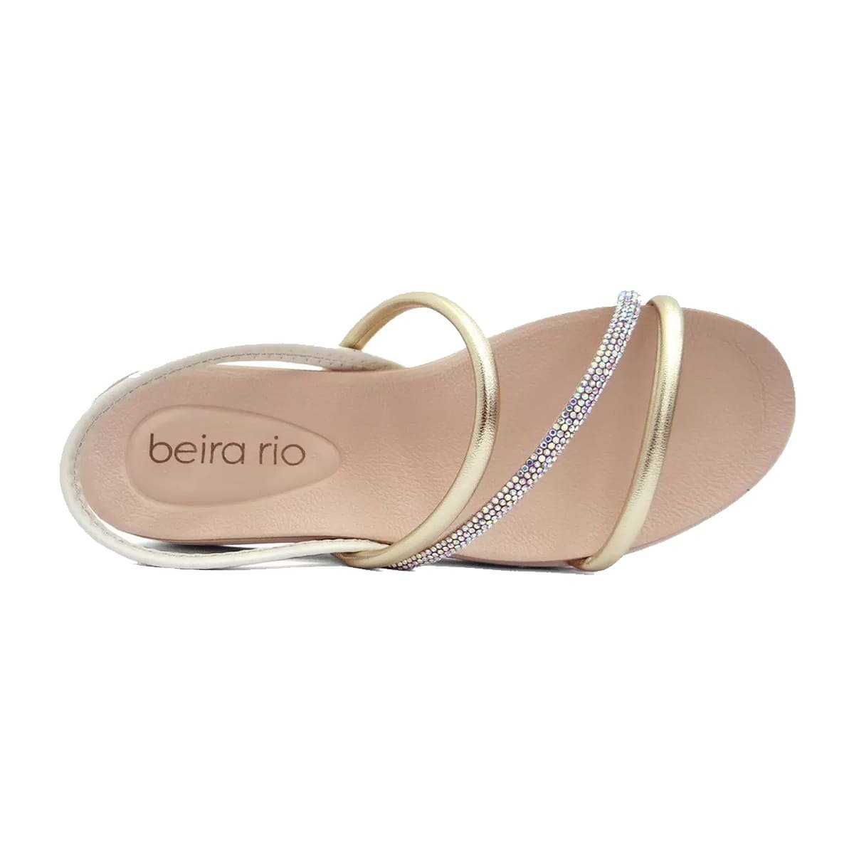 Sandália Papete Tira com Strass Feminina Beira Rio Branco/Dourado 4