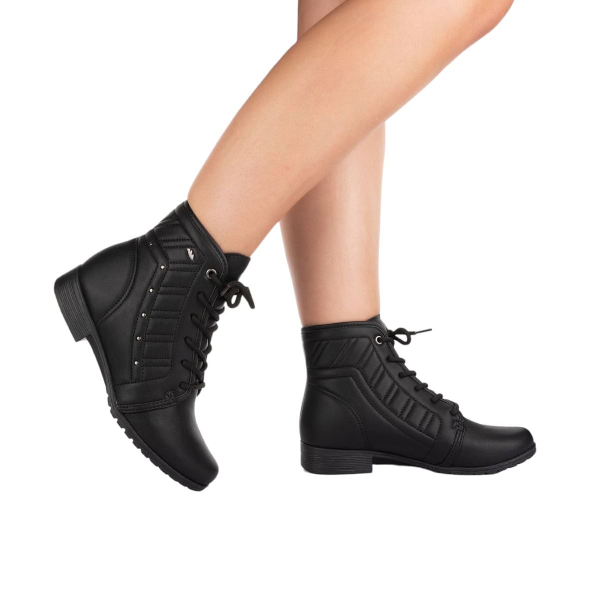 Bota Coturno Salto Baixo Feminina Dakota Preto