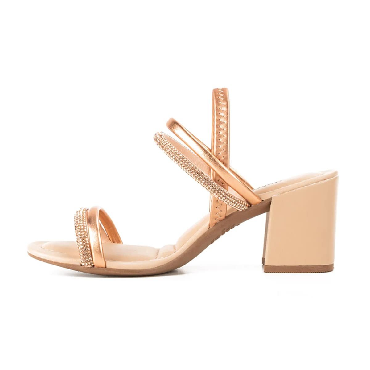 Sandália com Strass Salto Grosso Feminina Dakota Dourado 4