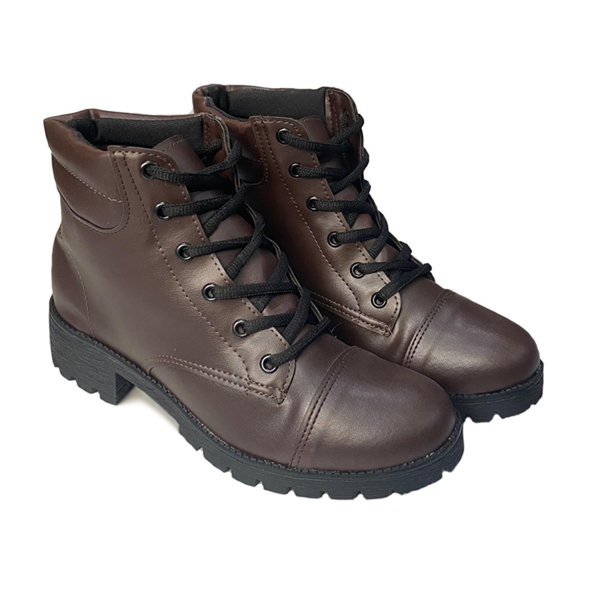 Bota Coturno Cano Baixo Tratorada Feminina Brands Marrom 2
