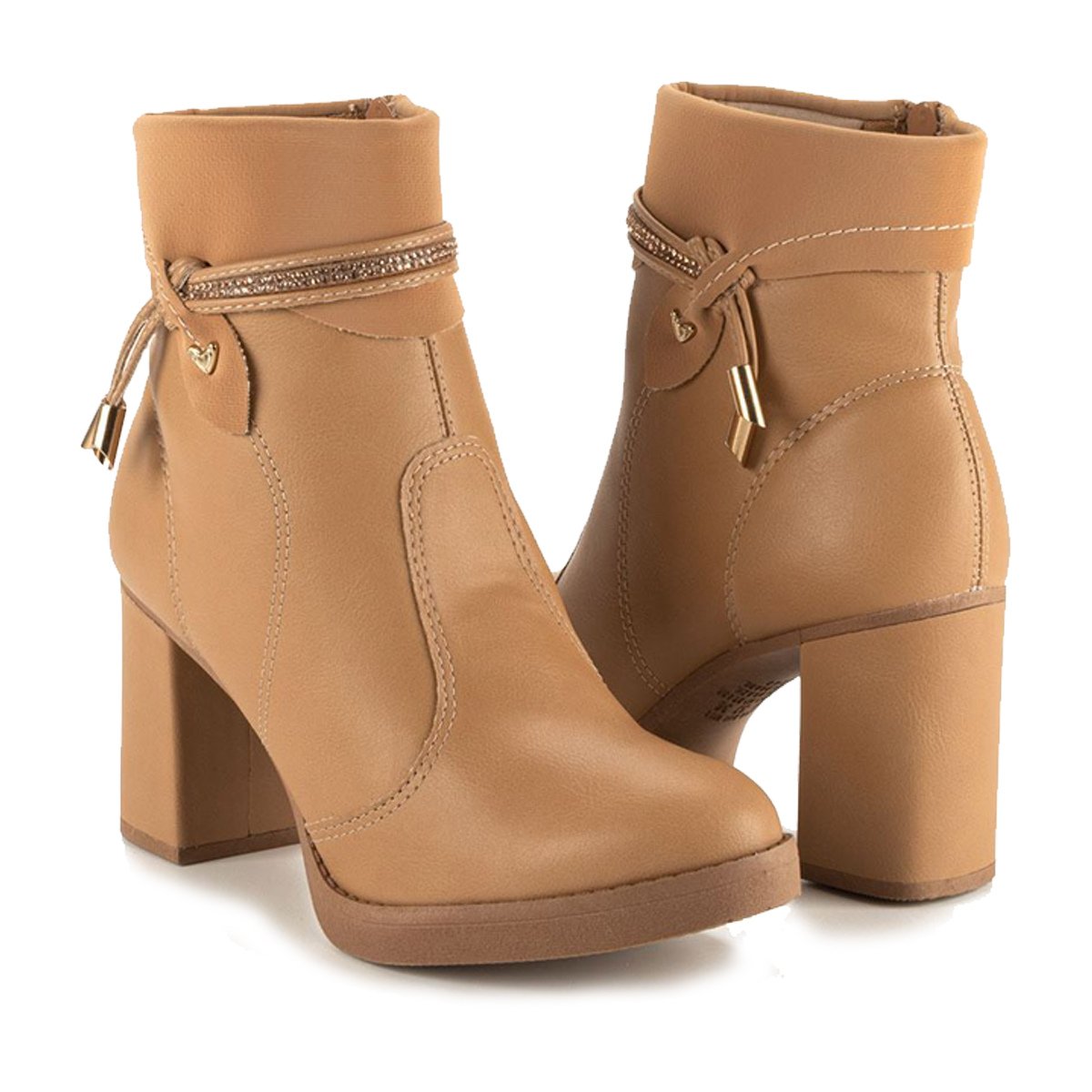 Bota Coturno Strass Salto Alto Feminina Mississipi Marrom 2