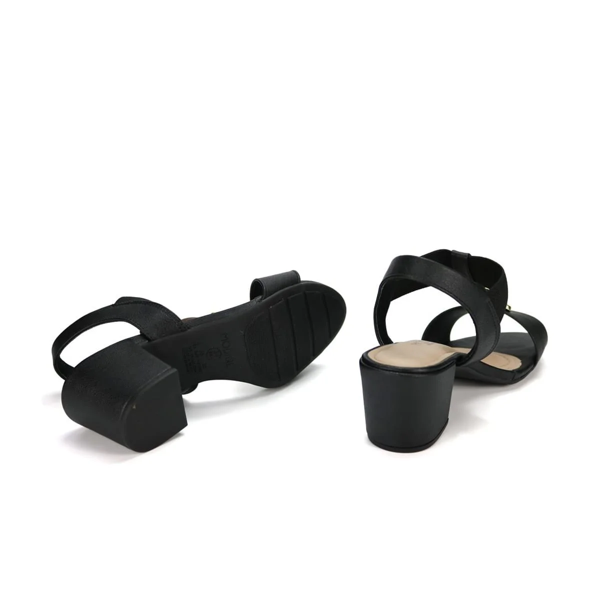 Sandália Peep Toe Salto Bloco com Pedraria Feminina Modare Preto 5
