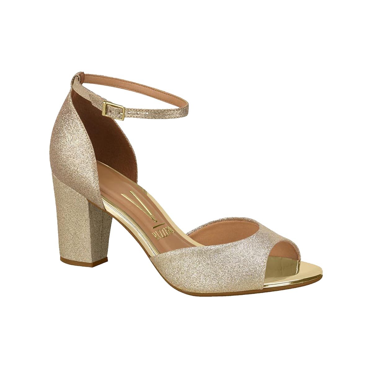 Sapato Peep Toe Salto Alto Festa Vizzano Dourado 1