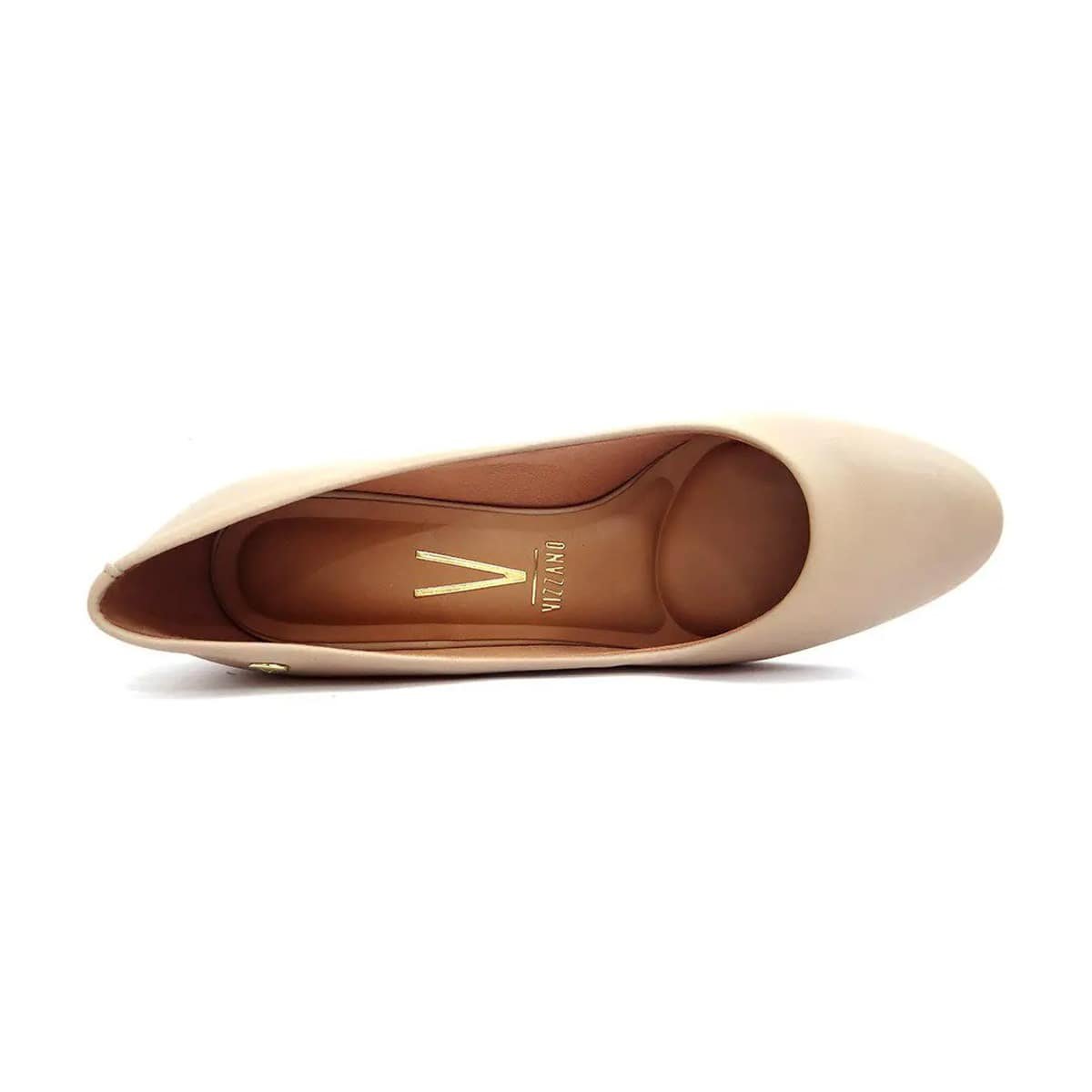 Sapato Feminino Salto Grosso Vizzano Bege 3