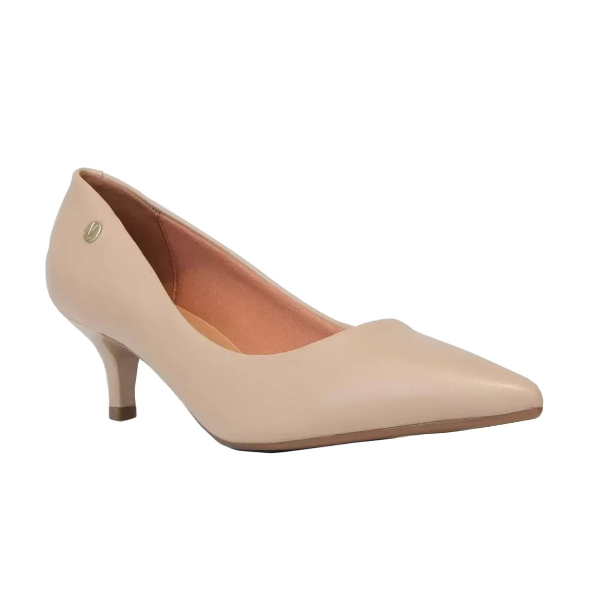 Sapato Scarpin Social Salto Baixo Feminino Vizzano Bege 2