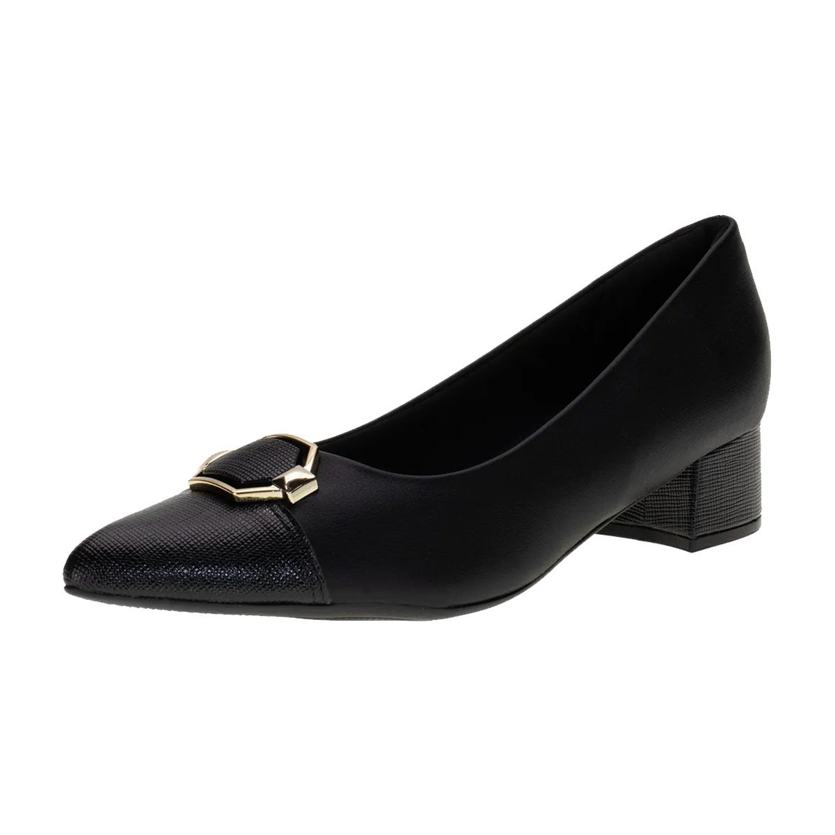 Sapato Scarpin Salto Bloco Feminino Piccadilly Preto 2