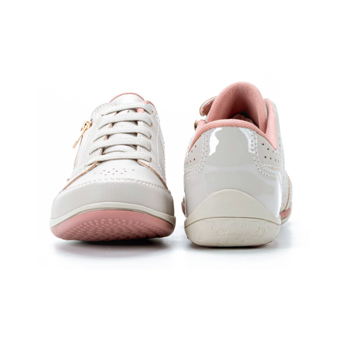 Tênis Casual Feminino Kolosh Calce Fácil Com Zíper Branco/Rosa 4