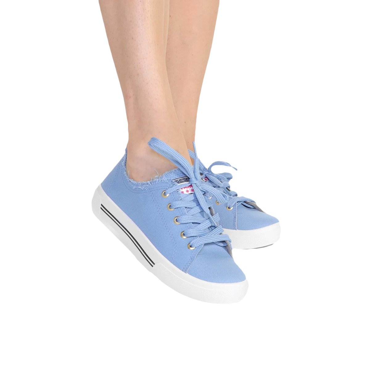 Tênis Casual Desfiado Feminino Moleca Azul 5