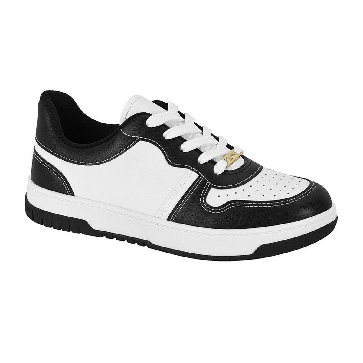 Tênis Casual com Recortes Feminino Vizzano Branco/Preto