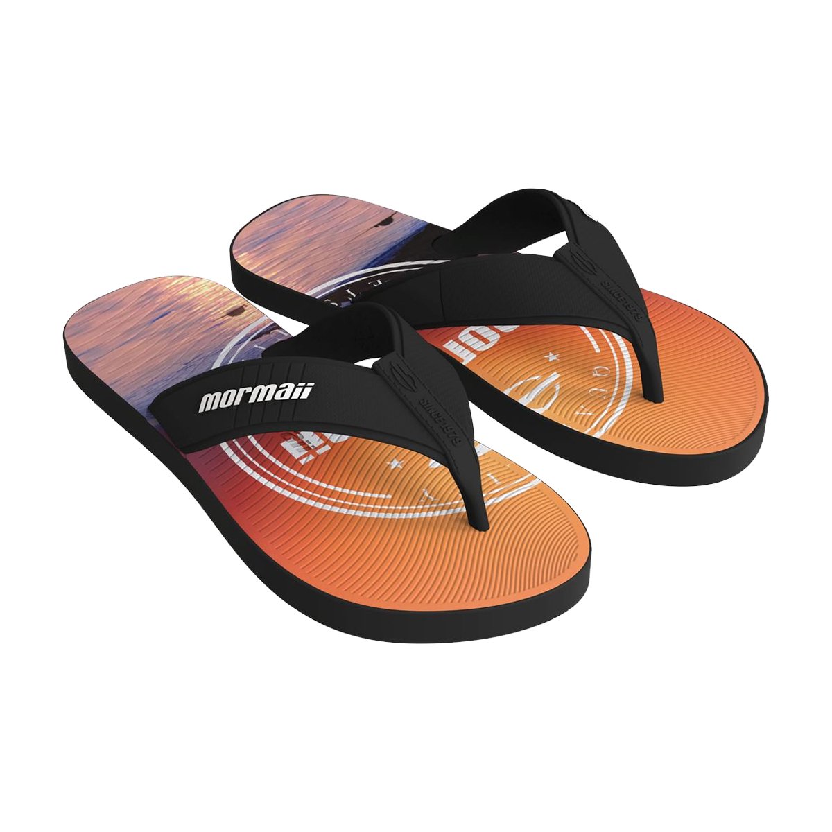 Chinelo De Dedo Estampado Masculino Mormaii Preto/Laranja 2