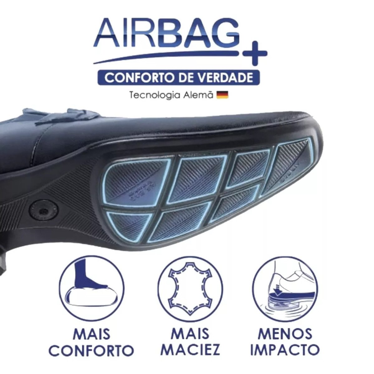 Sapato Social Calce Fácil Masculino AirBag 3D Magic Jota Pe Preto 8