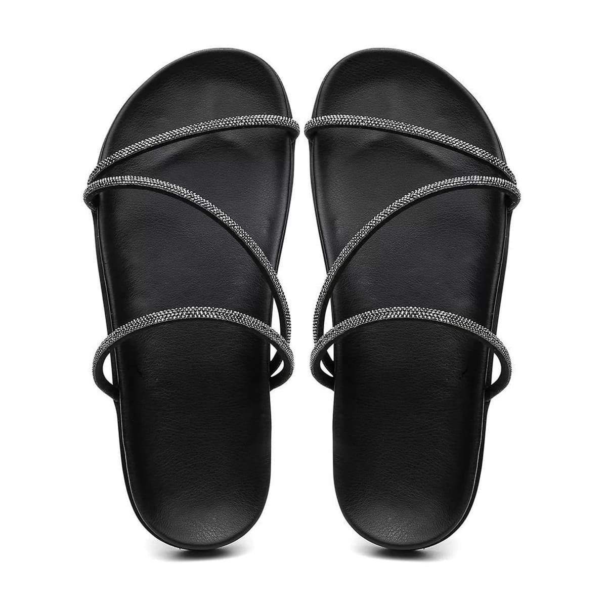 Sandália Slide com Strass Doce Menina Preto 2