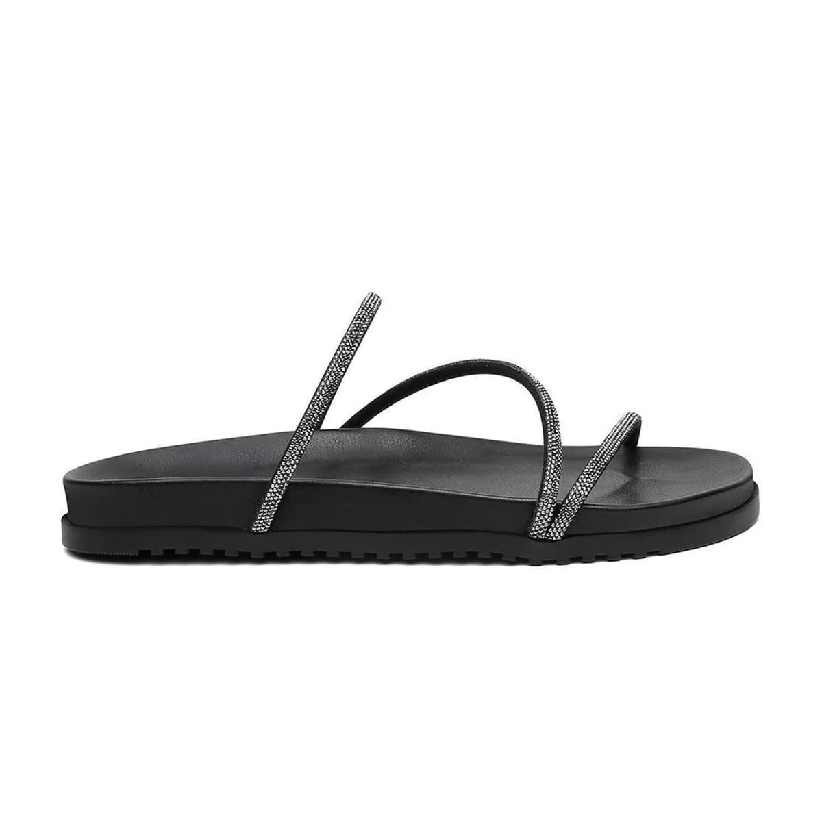 Sandália Slide com Strass Doce Menina Preto 3