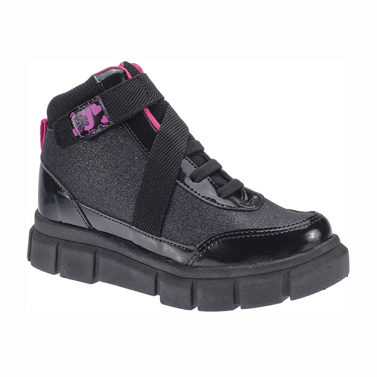 Bota Cano Médio Solado Tratorado Menina Jet Kids Preto 1