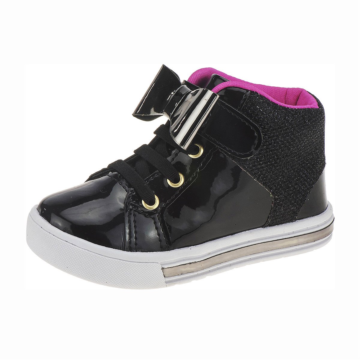 Tênis Botinha com Laço Menina Lig Lé Baby Preto 2