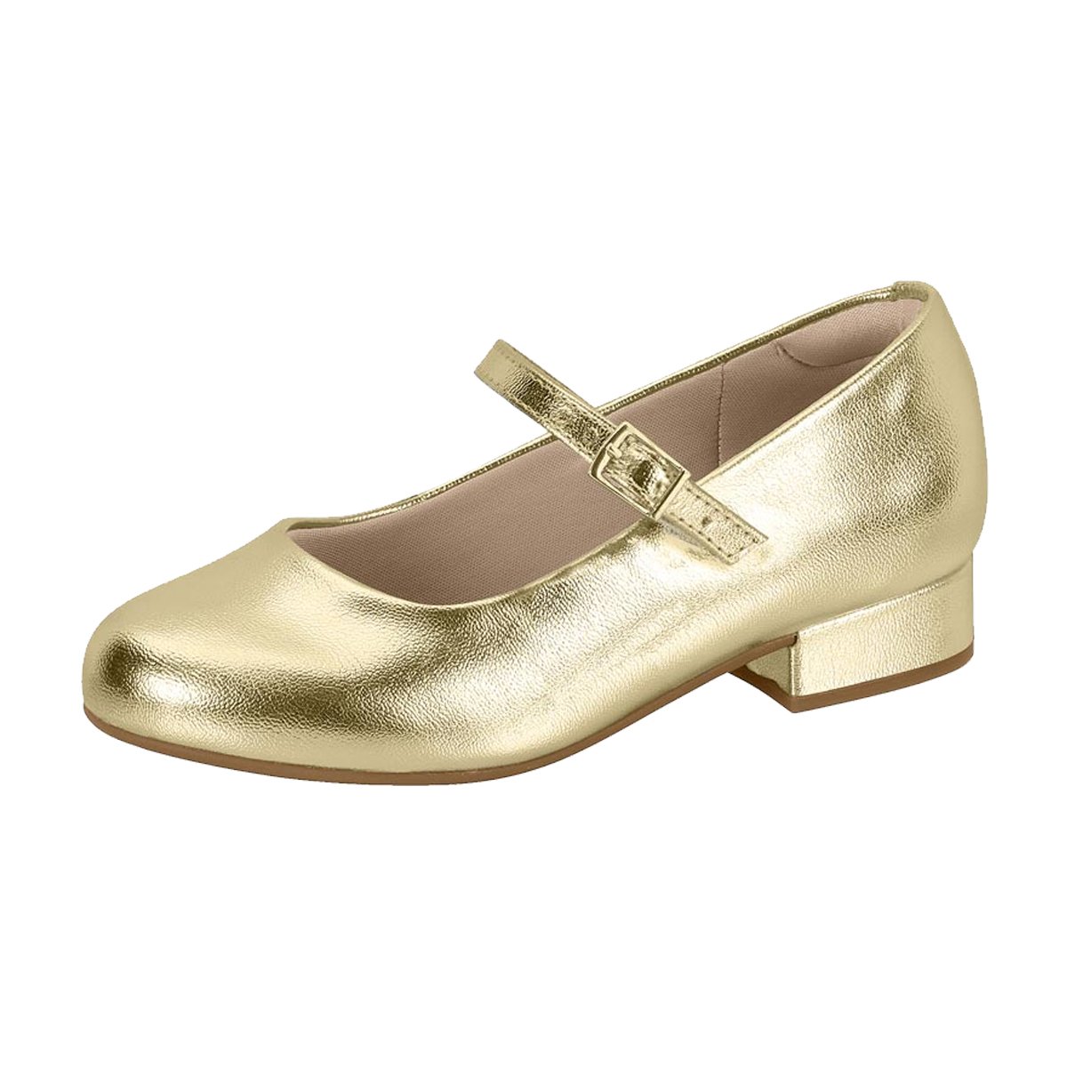 Sapato Boneca Salto Baixo Menina Molekinha Dourado 2