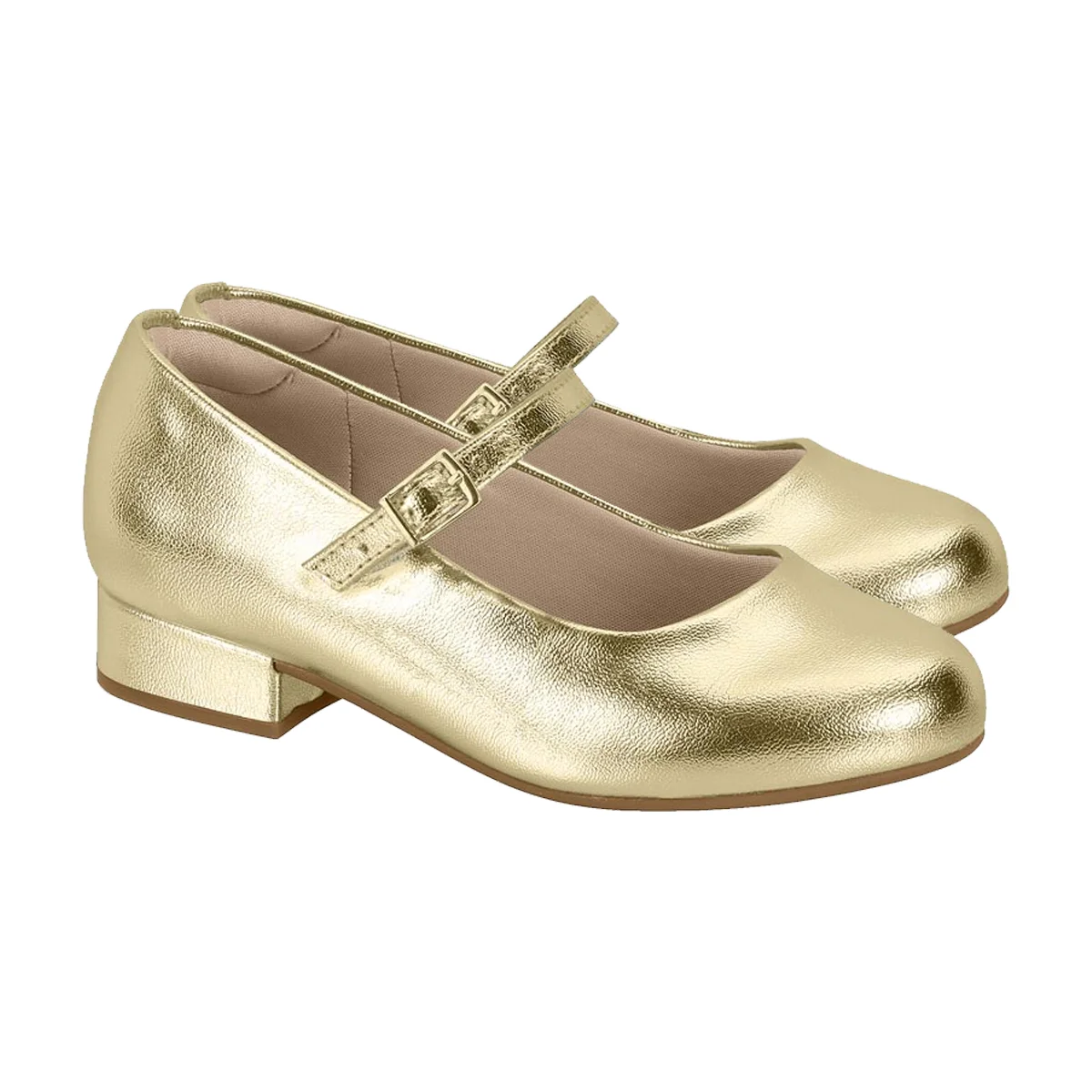 Sapato Boneca Salto Baixo Menina Molekinha Dourado 3