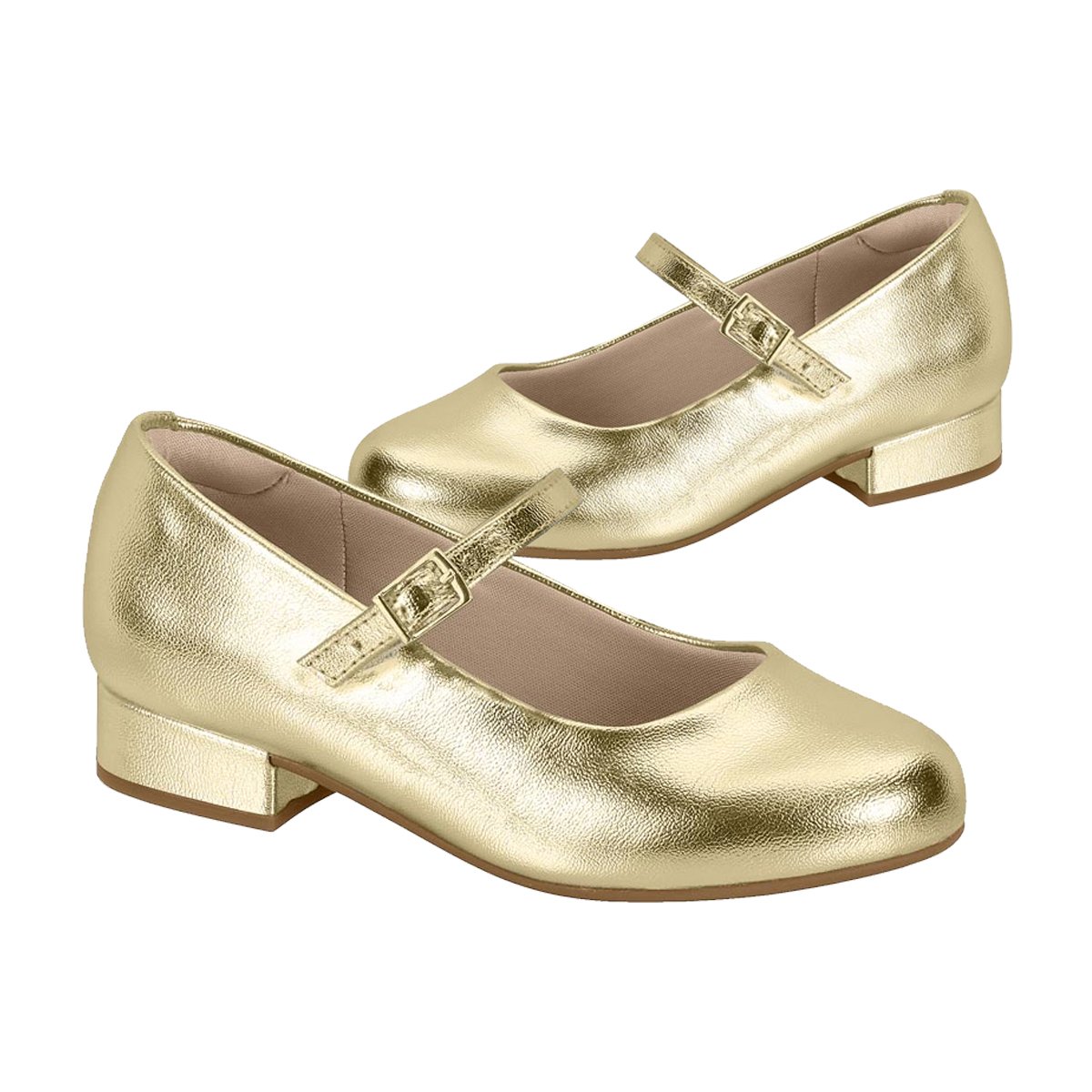 Sapato Boneca Salto Baixo Menina Molekinha Dourado 4