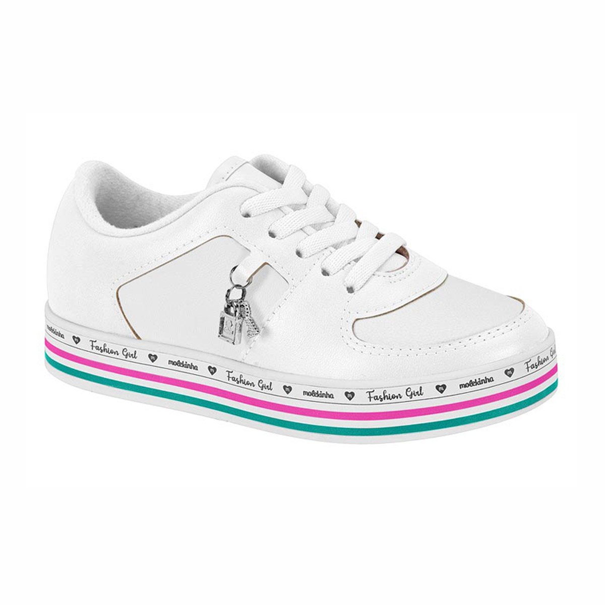 Tênis Com Pingente Infantil Menina Molekinha Branco 1