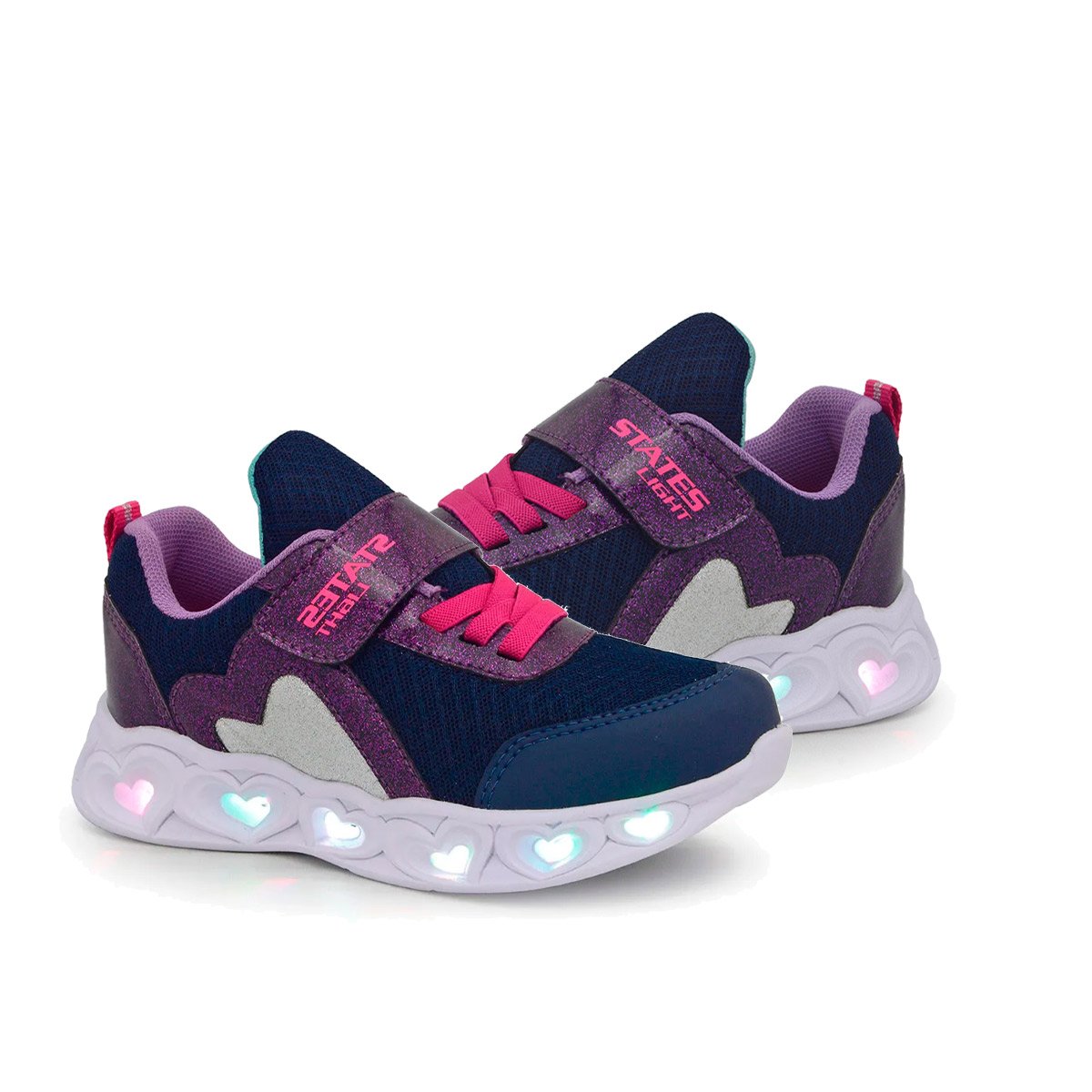 Tênis LED Infantil Feminino States Ligth ST504 Azul 3