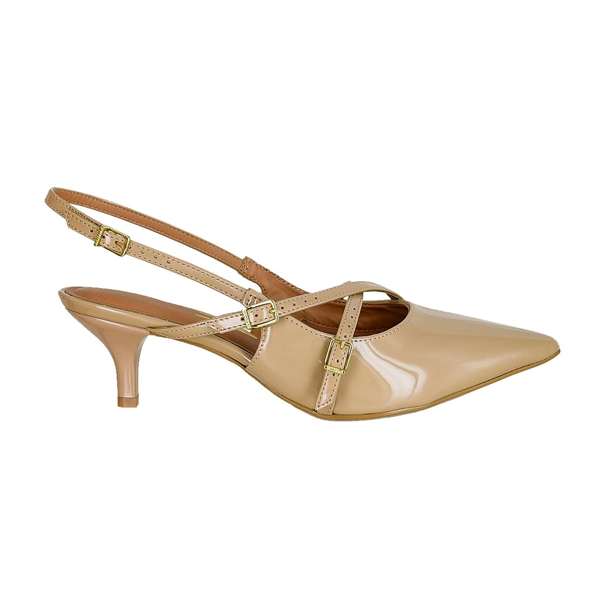 Sapato Scarpin Salto Médio Bico Fino Feminino Vizzano Bege 2
