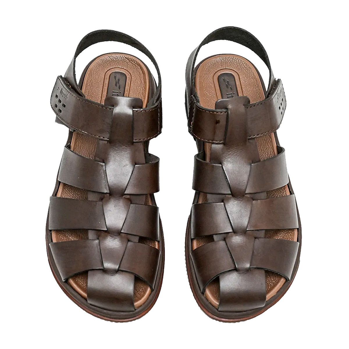 Sandália Confortável em Couro Calce Fácil Masculina Itapuã Marrom 5