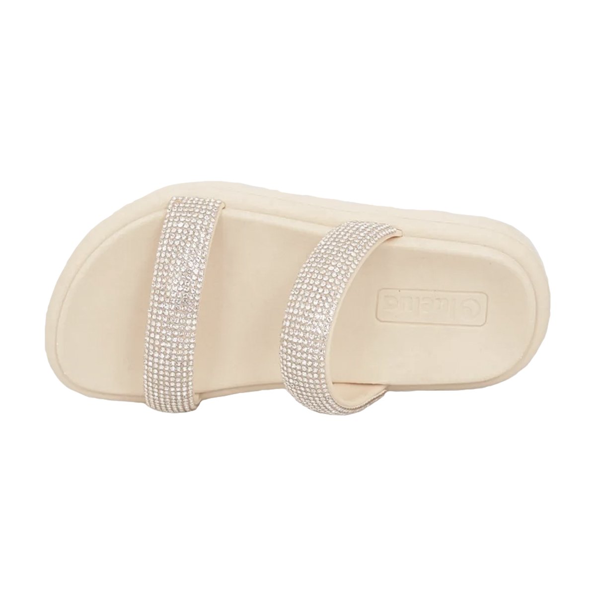 Sandália Papete Tira Brilhosa Menina Luelua Bege 3