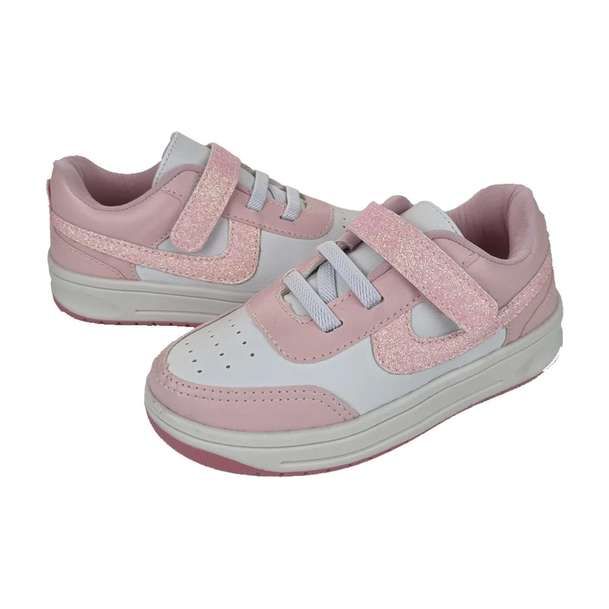 Tênis Casual com Ajuste em Tiras Auto Colantes Menina Krisle Rosa 4