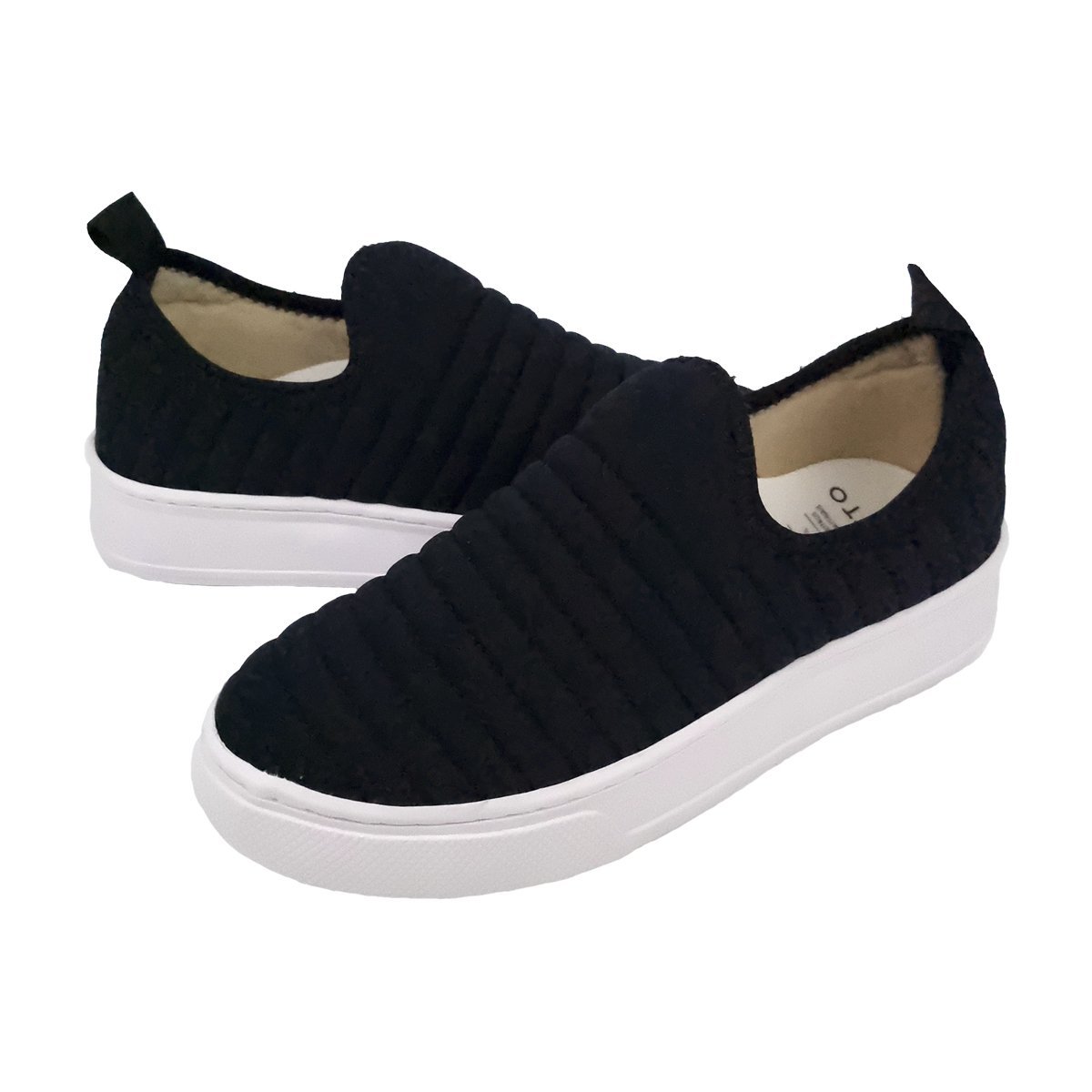 Tênis Esportivo Slip On com Detalhes Costura Feminino Miatto Preto 3