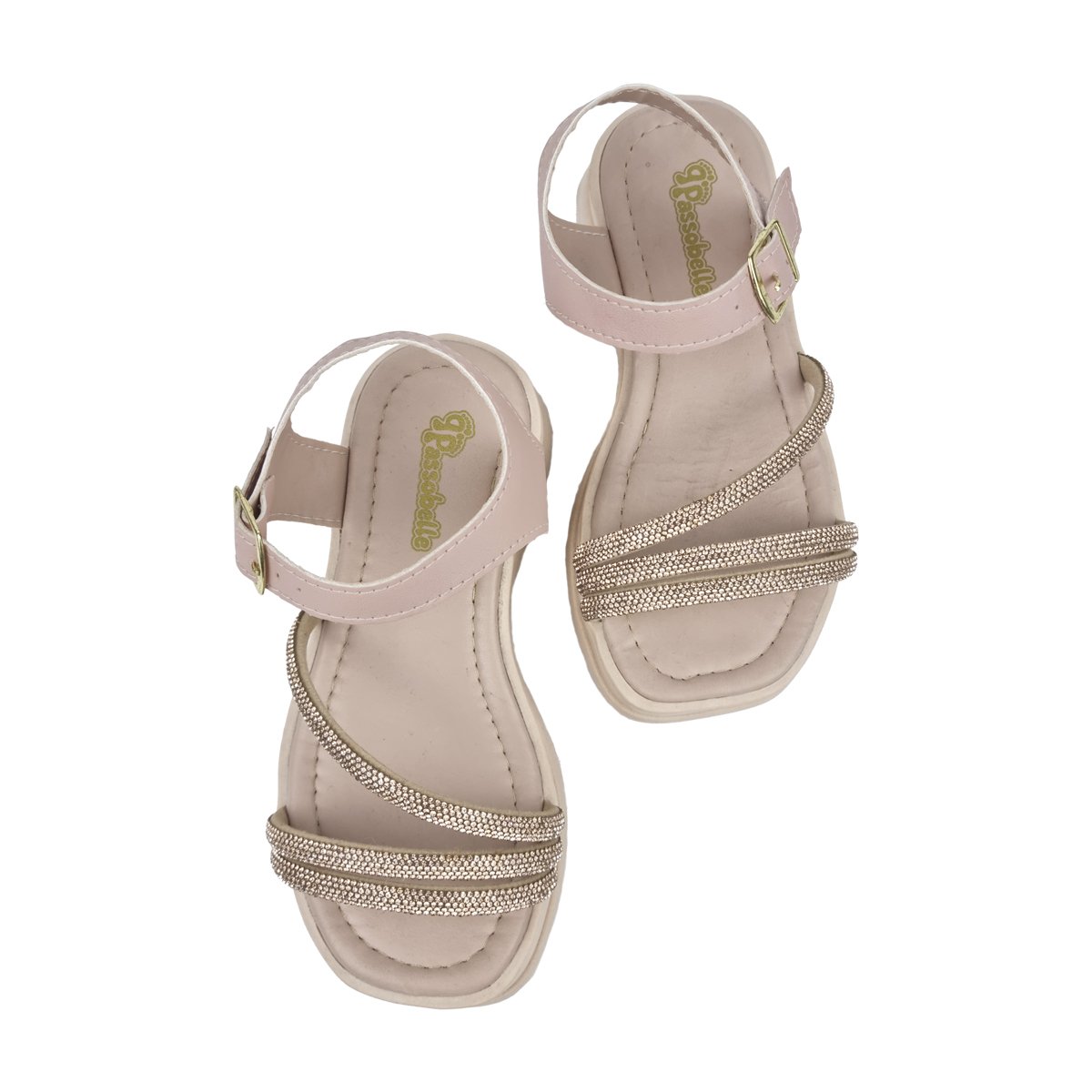 Sandália Tira Brilhosa Ajuste Fivela Menina Passobelle Rosa 3
