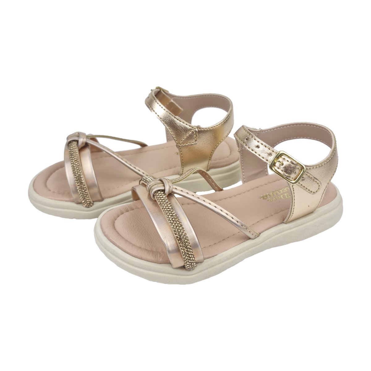 Sandália Casual Detalhe Tira em Strass Menina Doce Menina Dourado 3