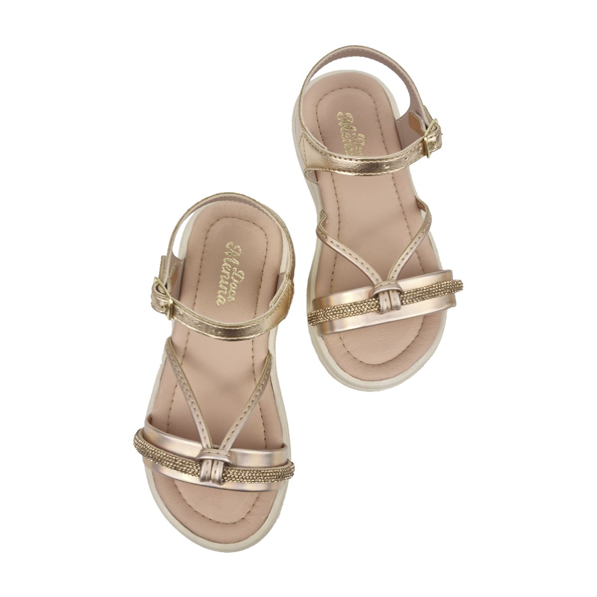 Sandália Casual Detalhe Tira em Strass Menina Doce Menina Dourado 4