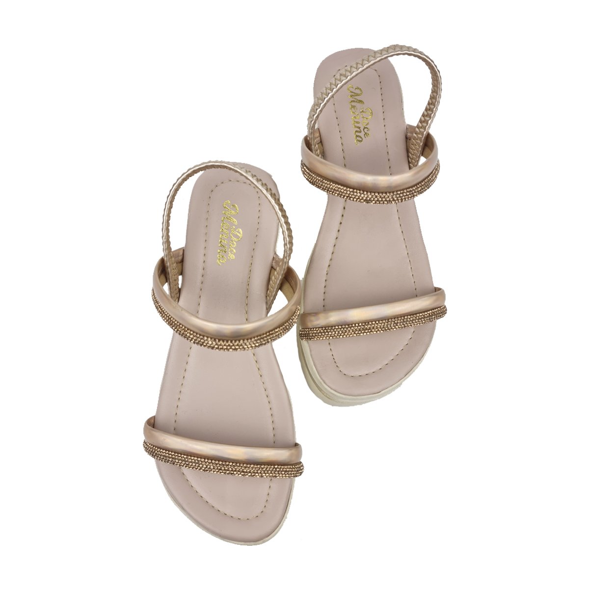 Sandália Casual de Tiras e Salto Anabela Menina Doce Menina Dourado 3