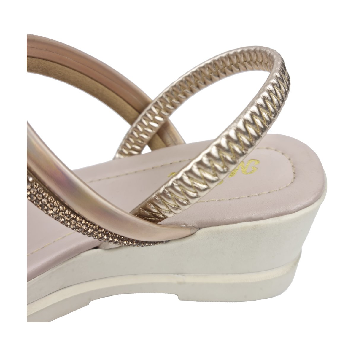 Sandália Casual de Tiras e Salto Anabela Menina Doce Menina Dourado 5