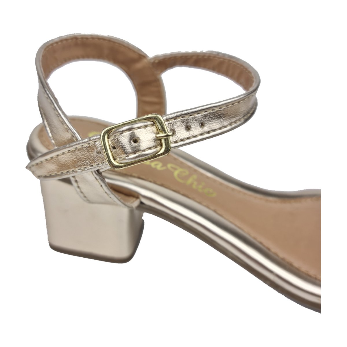 Sandália Salto Médio Tira Slide Trançada Feminino Rosa Chic Dourado 5