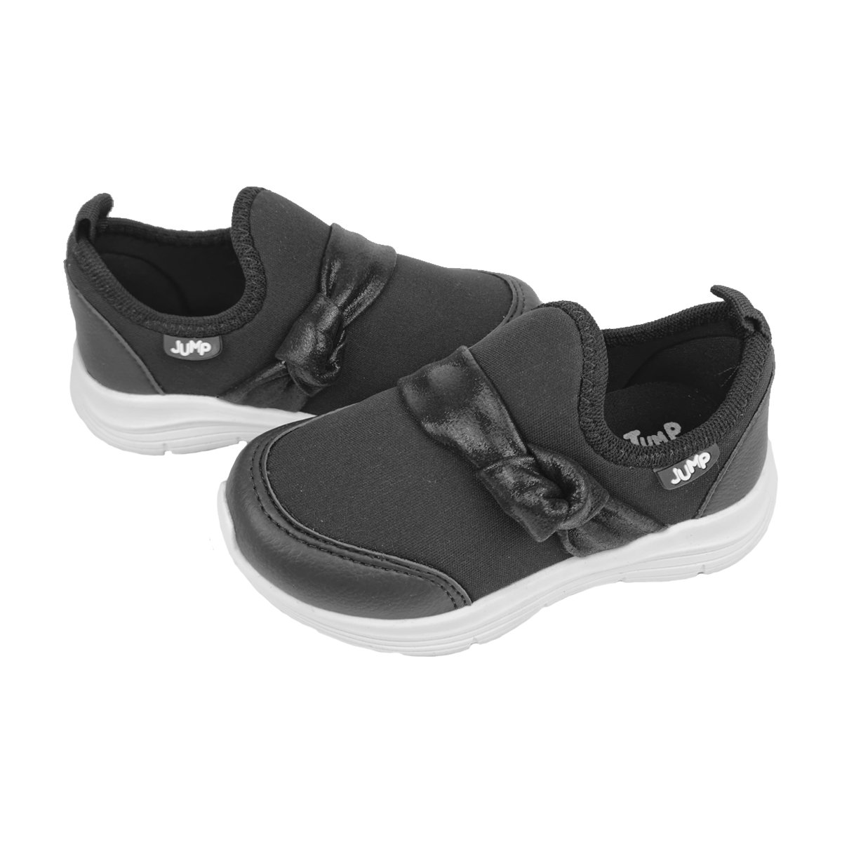 Tênis Casual Calce Fácil com Detalhe em Nó Menina Jump Happy Preto 3