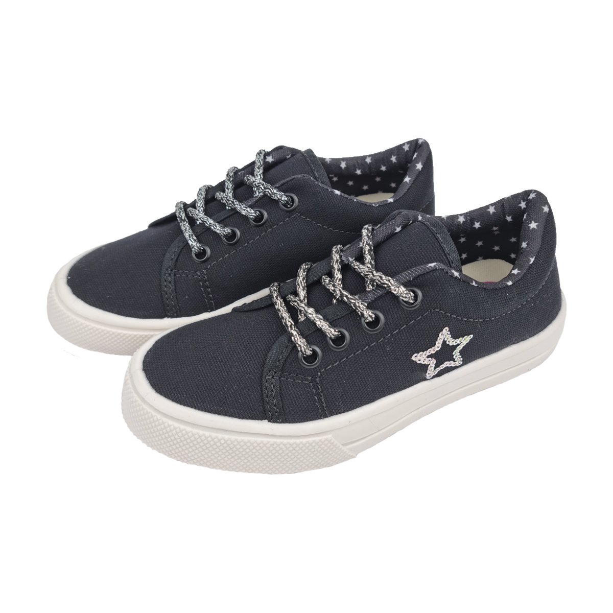 Tênis Casual Estiloso Detalhe Star Menina Blitzz Preto/Branco 2
