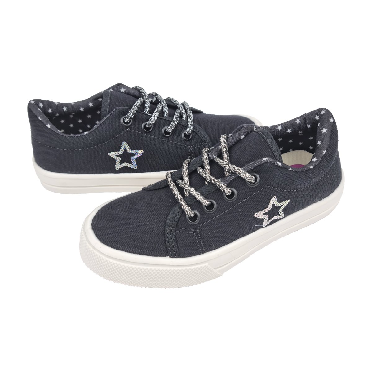 Tênis Casual Estiloso Detalhe Star Menina Blitzz Preto/Branco 3
