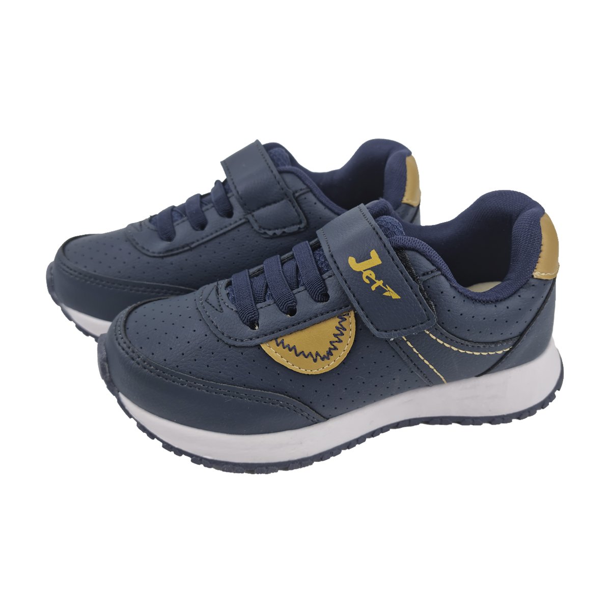 Tênis Esportivo Ajuste em Tira Auto Colante Menino Jet Kids Azul/Amarelo 2