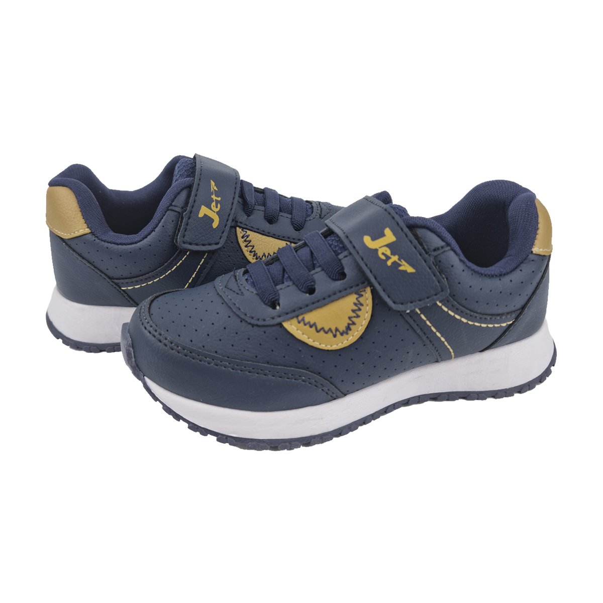 Tênis Esportivo Ajuste em Tira Auto Colante Menino Jet Kids Azul/Amarelo 3