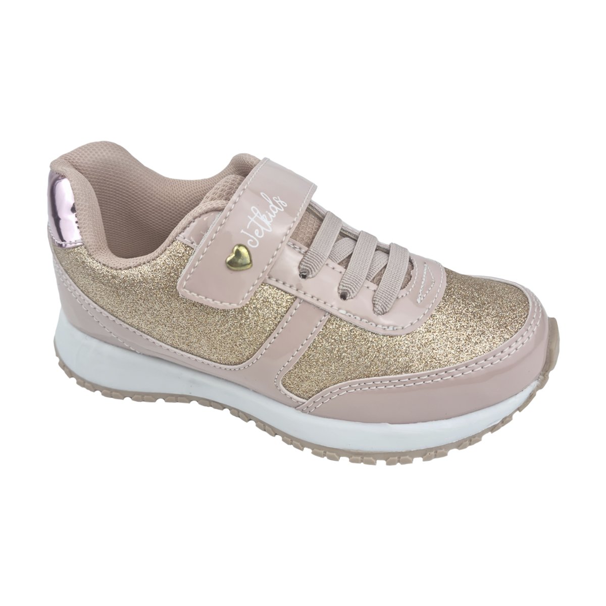 Tênis Esportivo Glitter e Tira Auto Colante Menina Jet Kids Rosa 2
