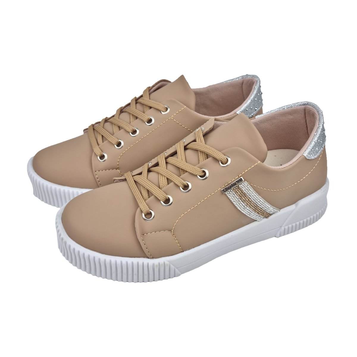 Tênis Casual Detalhe em Strass Feminino Sophia Almeida Bege 2