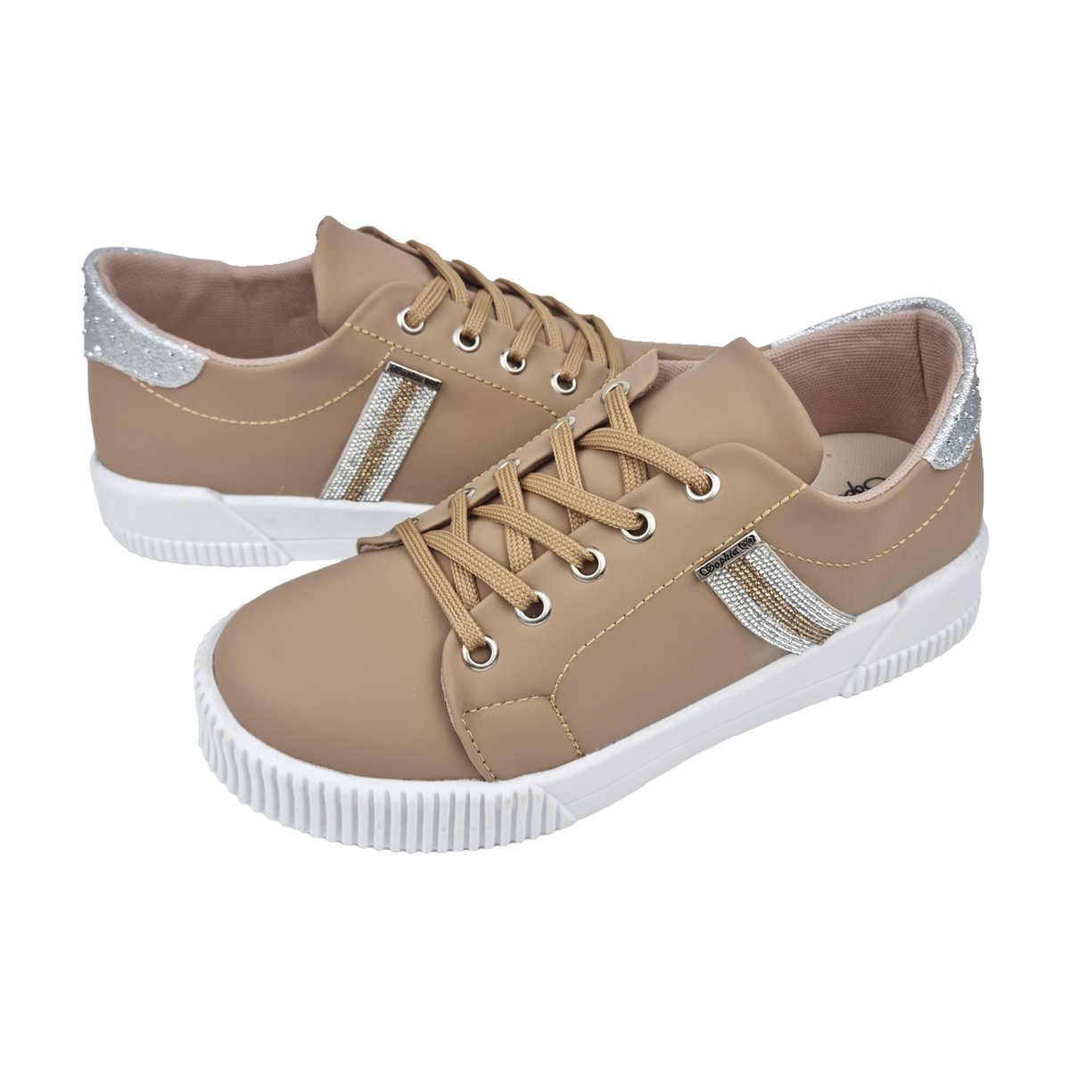 Tênis Casual Detalhe em Strass Feminino Sophia Almeida Bege 3