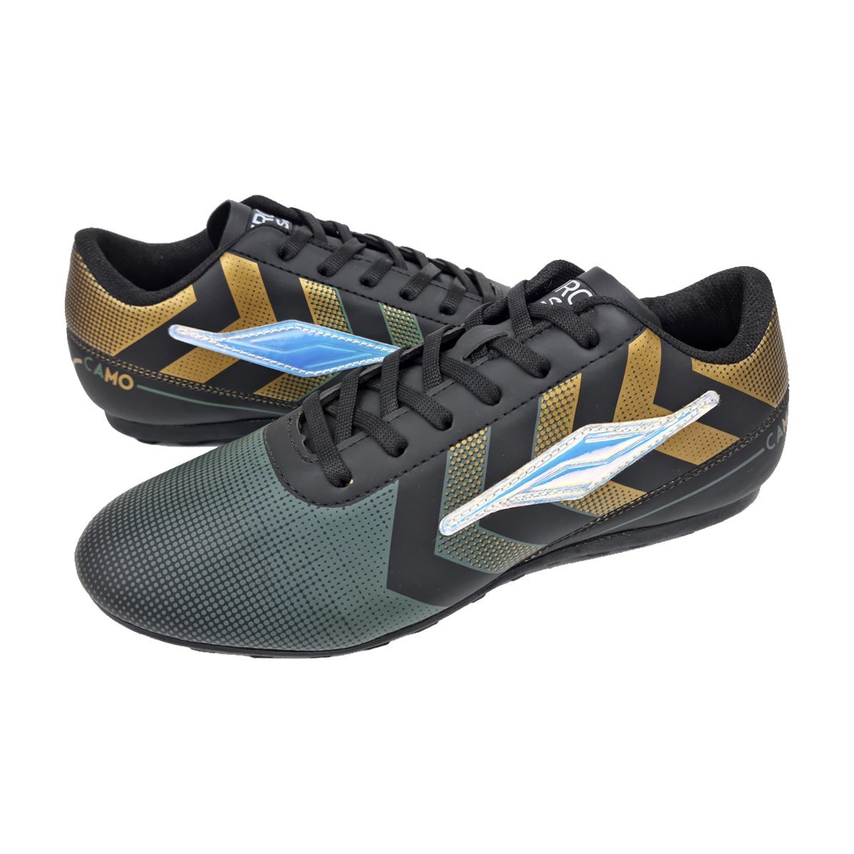 Chuteira Futsal Ajuste Cadarço Masculino Euro Soccer Preto/Verde/Cobre 3