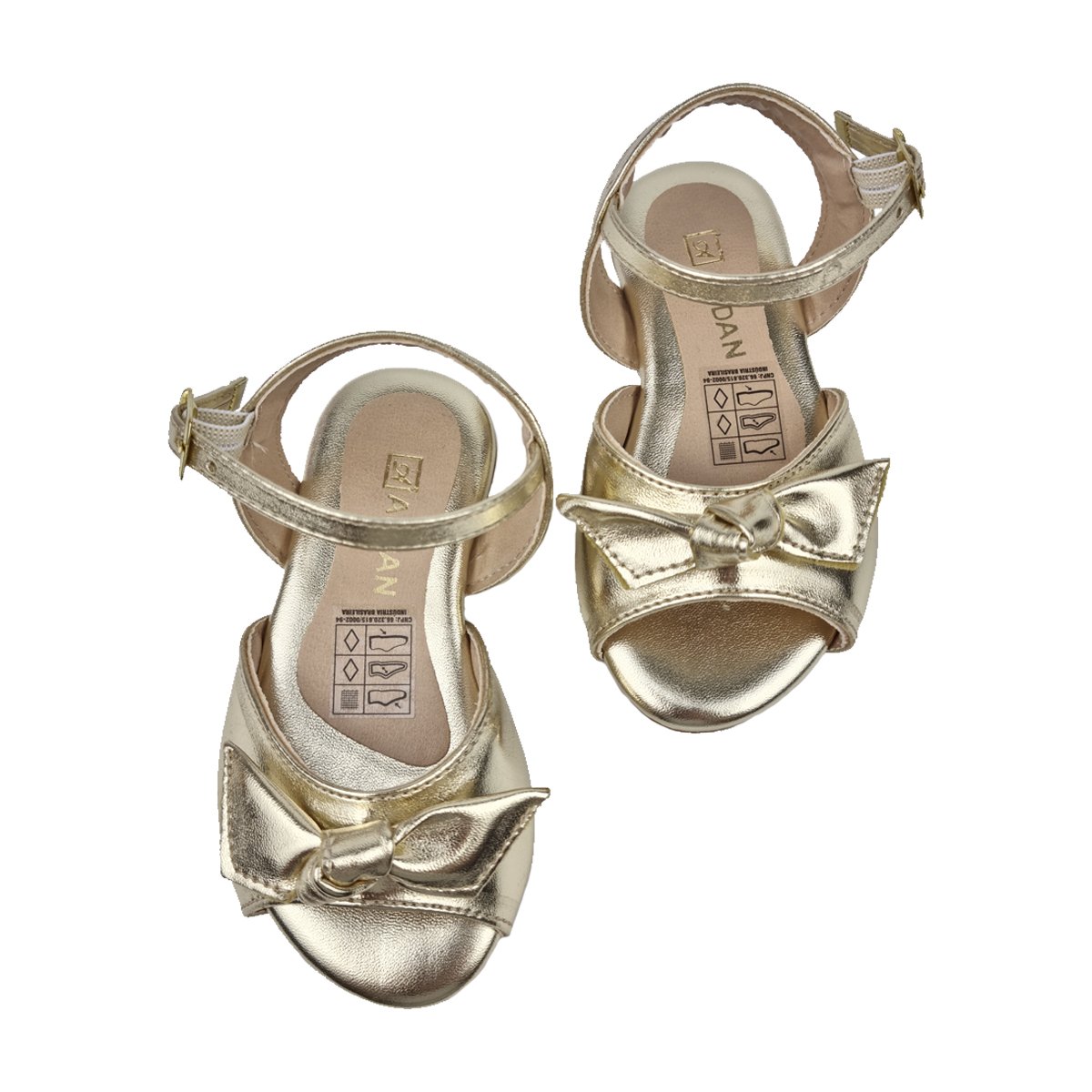 Sandália Ajuste Fivela Laço em Nó Menina Addan Dourado 3