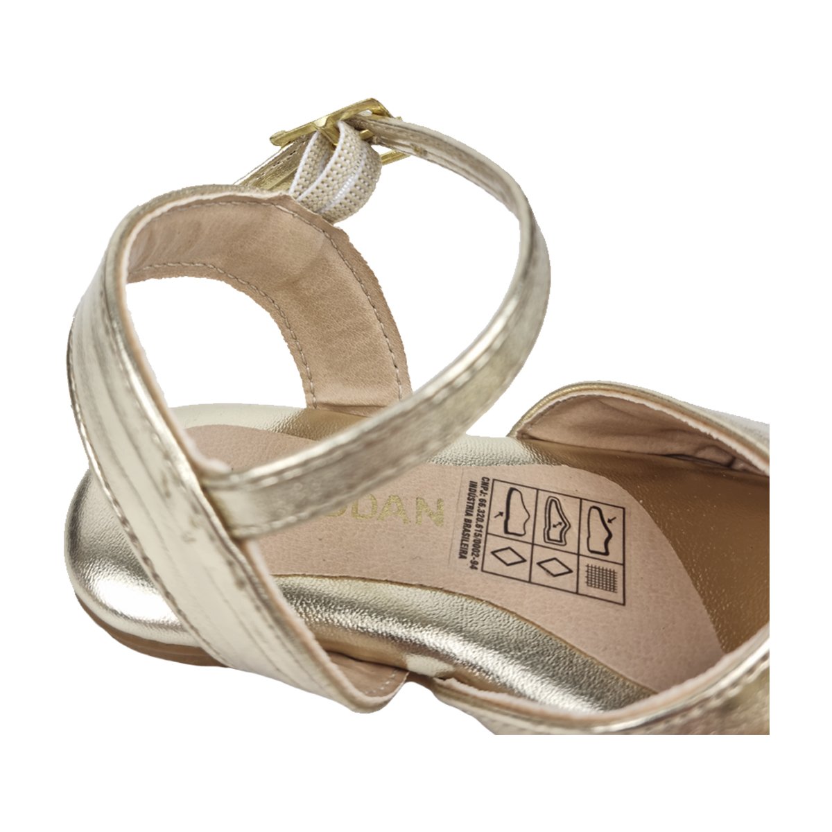 Sandália Ajuste Fivela Laço em Nó Menina Addan Dourado 4