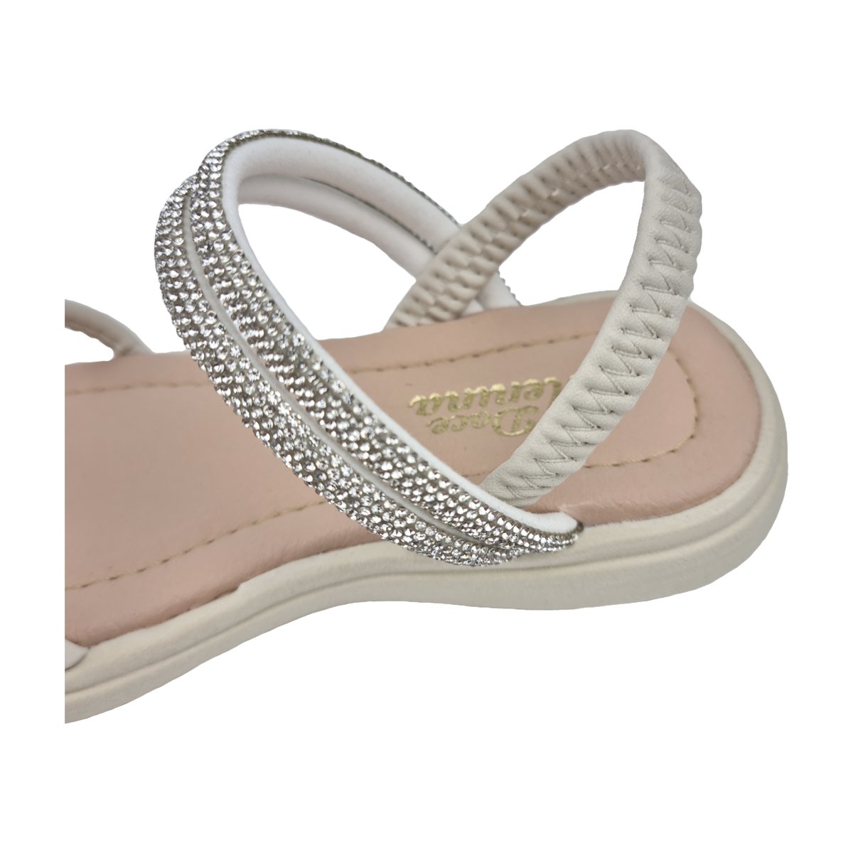 Sandália Casual Detalhes em Nó e Strass Infantil Doce Menina Branco 5